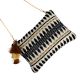Black And White Abstract Cotton Crossbody Hand Bags For Women 
